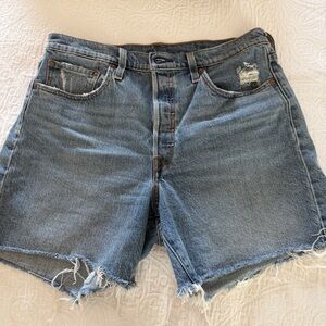 Levi's Blue Distressed Denim Shorts